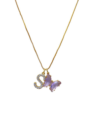 Initial & Butterfly 24k Gold Filled Necklace