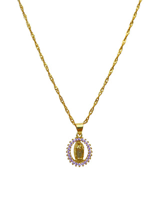 CZ Virgin Mary 24K Gold Filled Necklace