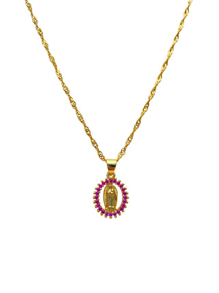 CZ Virgin Mary 24K Gold Filled Necklace