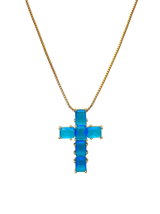 24k Gold Filled Crystal Cross Necklace