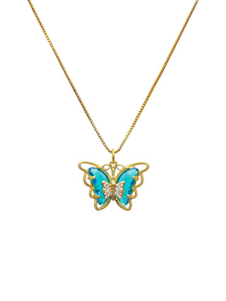 Crystal Butterfly 24K Gold Filled Necklace