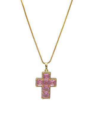 CZ Cross 24k Gold Filled Necklace