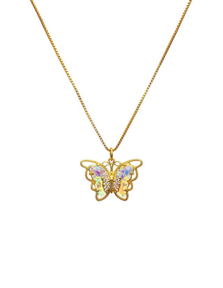 Crystal Butterfly 24K Gold Filled Necklace