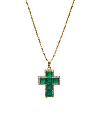 CZ Cross 24k Gold Filled Necklace