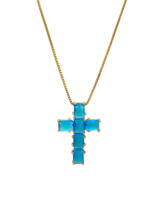 24k Gold Filled Crystal Cross Necklace