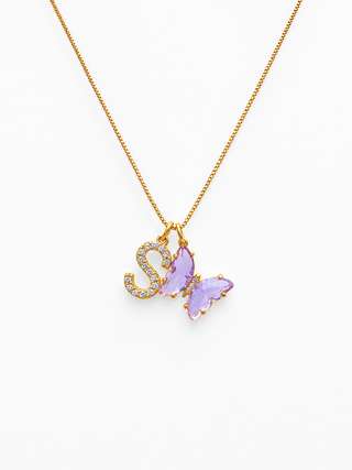 Initial & Butterfly 24k Gold Filled Necklace