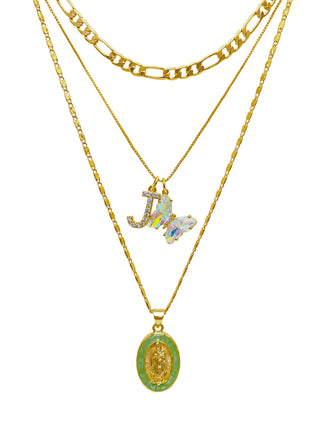 Initial & Butterfly 24k Gold Filled Layered Mary Set