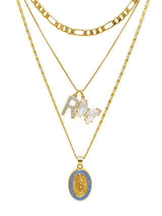 Initial & Butterfly 24k Gold Filled Layered Mary Set