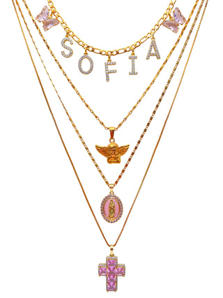 24k Gold Filled Custom Name Layered Necklace Set