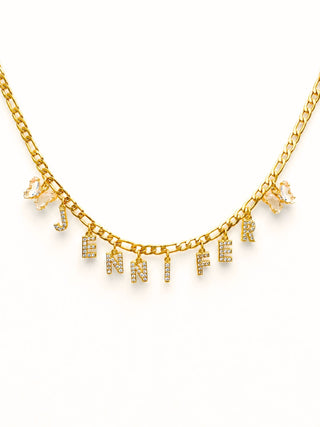 Two Size Butterfly&Costom Name 24k Gold Filled Necklace