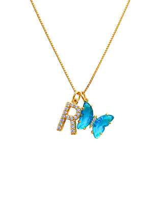 Initial & Butterfly 24k Gold Filled Necklace