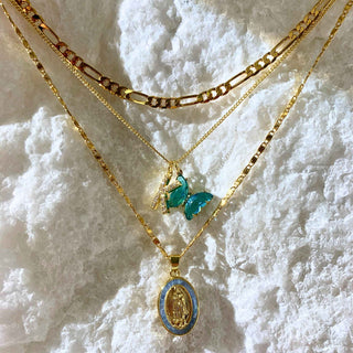 Initial & Butterfly 24k Gold Filled Layered Mary Set