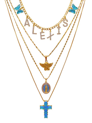 24k Gold Filled Custom Name Layered Necklace Set