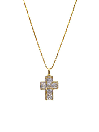 CZ Cross 24k Gold Filled Necklace