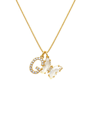 Initial & Butterfly 24k Gold Filled Necklace