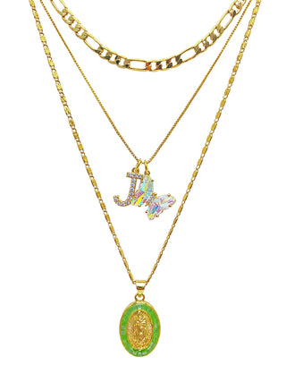 Initial & Butterfly 24k Gold Filled Layered Mary Set