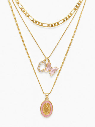 Initial & Butterfly 24k Gold Filled Layered Mary Set
