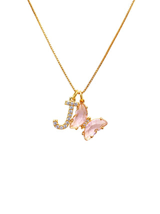 Initial & Butterfly 24k Gold Filled Necklace