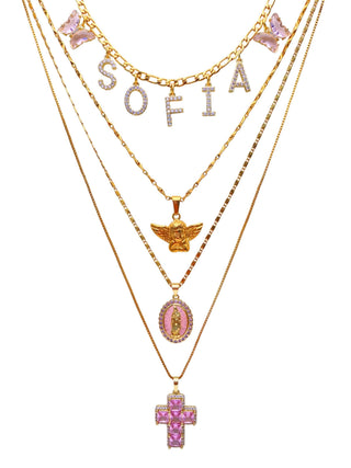 24k Gold Filled Custom Name Layered Necklace Set