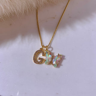 Initial & Butterfly 24k Gold Filled Necklace