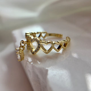 Hearts 18K Gold Plated Ring