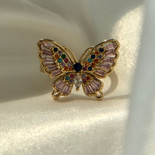 Pink Butterfly 18K Gold Plated Ring