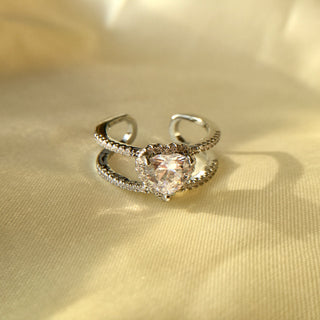 “Heart” Sterling Silver Plated CZ Ring