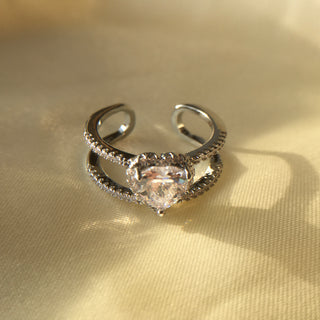 “Heart” Sterling Silver Plated CZ Ring