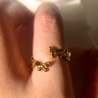 3-Way Butterflies 24K Gold Filled Ring