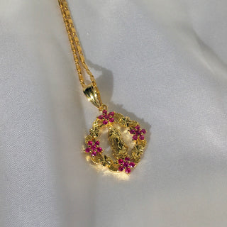 Blossom 24k Gold Filled Virgin Mary Necklace