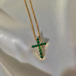 Green Cross 24k Gold Filled Necklace