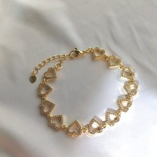 Hearts 24k Gold Filled Bracelet