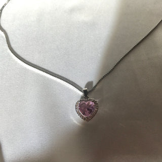 Pink Heart Silver Necklace