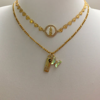 Initial & Aurora Crystal Butterfly 24k Gold Filled Necklace