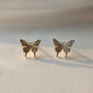 Butterfly 18K Gold Plated CZ Earrings