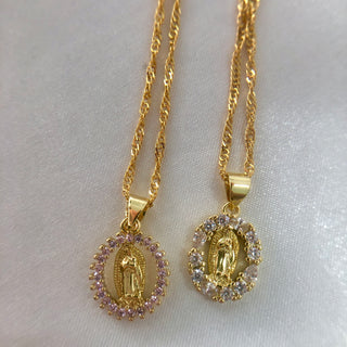 CZ Virgin Mary 24K Gold Filled Necklace